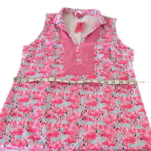 SIMPLY SOUTHERN COLLECTION Flamingo Split Neck Tunic Knit Dress Size Small NWT - Picture 7 of 10